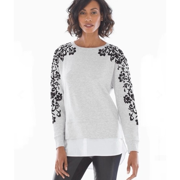 Soma Flocked Layered Look Sweatshirt Size S Grey - Picture 1 of 4